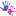 Malutkie logo Agape Relations przedstawiajce dwie odbite farbami na kartce rce, jedn róow, drug granatow.